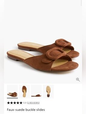 J Crew Faux-Suede Buckle Slide Sandals